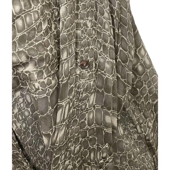 Equipment Femme Silk Snake Print Shirt Blouse Button Front Medium Brown Gray - Picture 8 of 11